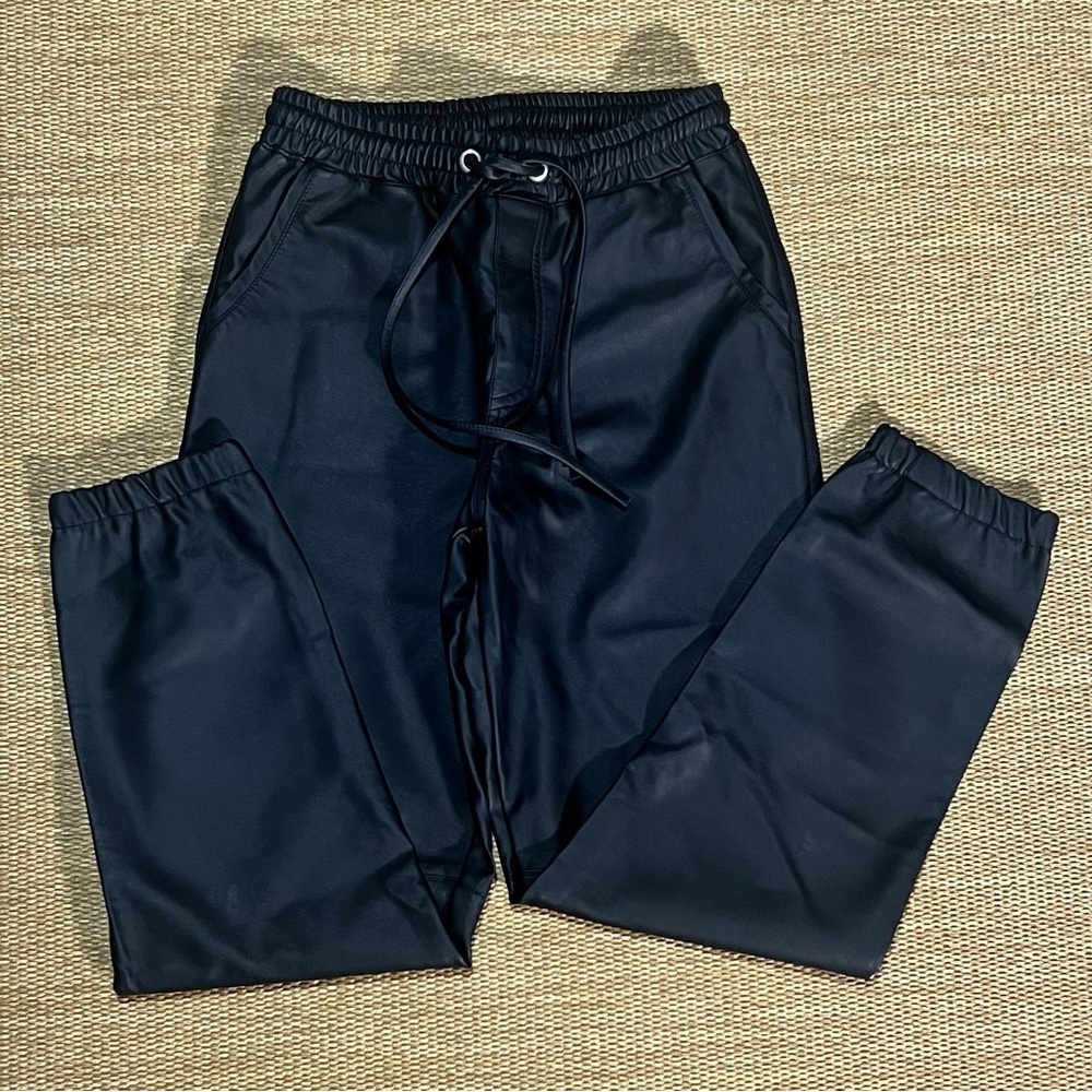 Thread & Supply Faux Leather Joggers Black Size Small NWOT